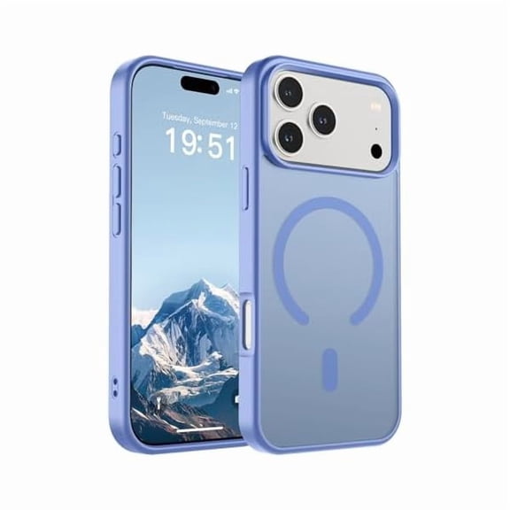 ZHU997 Magnetic for iPhone 17 Pro Max Case (Compatible with MagSafe)(Military Grade Drop Protection) Translucent Matte Shockproof with Anti-Fingerprint Phone Cover 2025,Blue Purple