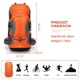 thumbnail image 2 of Eurhowing 60L Travel Hiking Backpack with Rain Cover, Water Resistant Camping Backpack, Outdoor Large Backpack for Men Women, Orange, 2 of 9