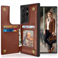 thumbnail image 1 of Tiflook Wallet Case For Samsung Galaxy S23 Ultra (6.8 inch) SM-S918 Minimalist PU Leather Card Holder Flip Cover Brown, 1 of 7