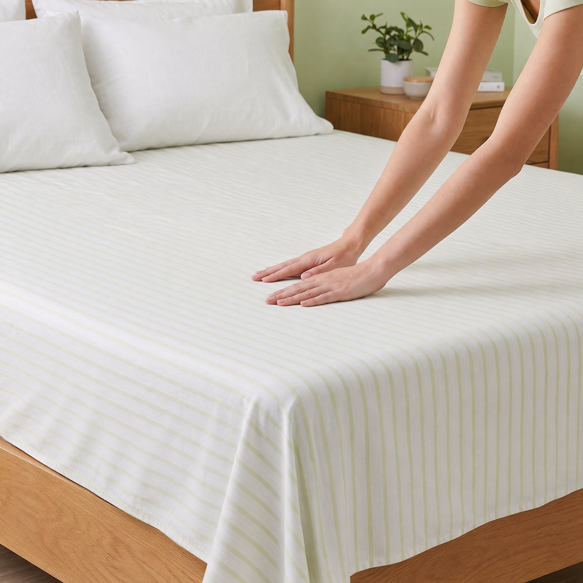 Unique Bargains Ployester Bed Soft Flat Sheet Cozy Bedding for Bedroom Green 63"x91"