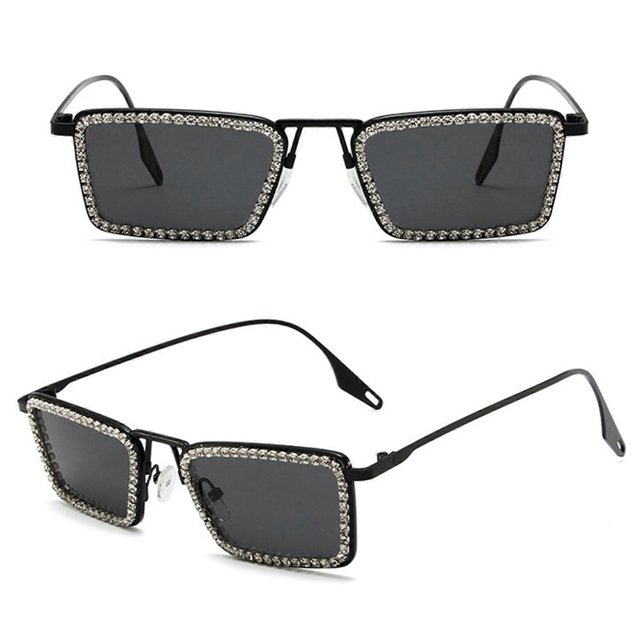 Square Sparkling Sunglasses Small Square Frame Festival Gem Sunnies Shades for Ladies Trendy Decoration