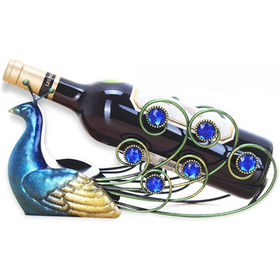 WZW Elegant Peacock Wrought Iron Wine Rack Single Bottle Tabletop Holder Creative Furnishing Articles Display