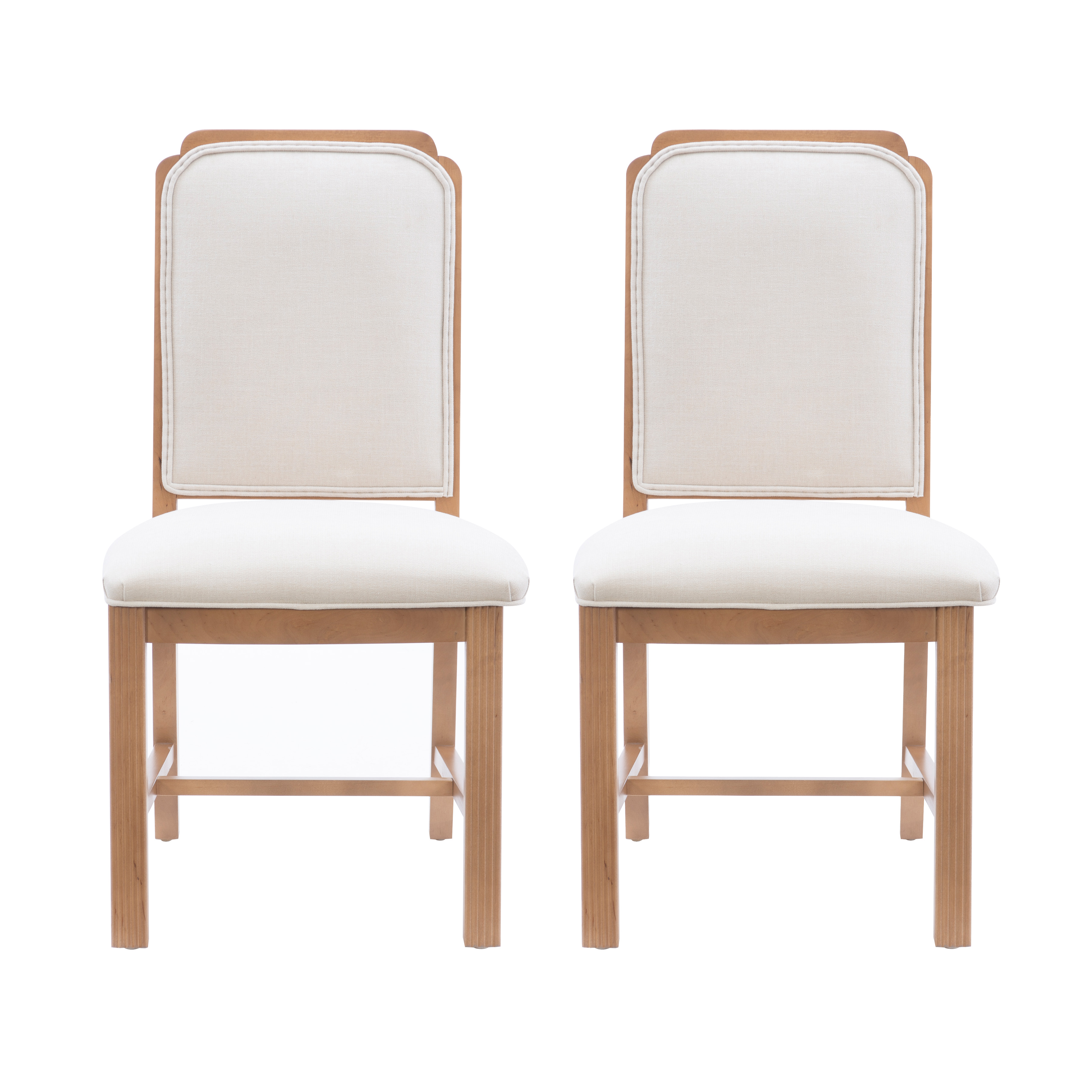 Linon Tonetta Set of 2 Brown/Gray Dining Chairs with Cushioned Seat and Solid Beech Wood Construction