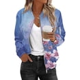 thumbnail image 2 of Bovemsi Women's Floral Bomber Jacket 2025 Causal Zip Up Coats Long Sleeve Stand Collar Fall Jackets Lightweight Outerwear Tops Light Jackets, 2 of 7