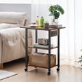 thumbnail image 4 of Leyaoyao 3-Tier Mobile Printer Stand, Rolling Cart with Power Outlets and USB Ports, Home Printer Stand with Wheels for Home, Office, Brown, 4 of 7