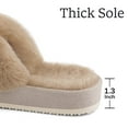 thumbnail image 4 of Litfun Women's Fuzzy Slippers Plush Cross Band Open Toe House Thick Sole Slippers, Camel, Size 5-6.5, 4 of 7