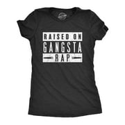 Womens Raised On Gangsta Rap Tshirt Funny Hip Hop Kid Music Novelty Tee (Heather Black) - XXL