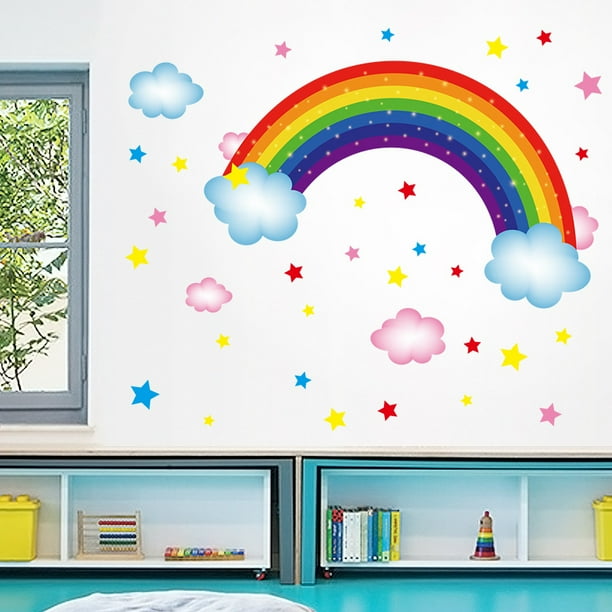 Hongchun 1pc Rainbow stars cloudsWall Decals Cloud Star Wall Stickers