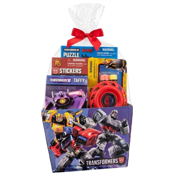 Transformers Theme Easter Gift Basket 1 Pack, Snacks Treat Ready-to-Give Premade Filled Easter Basket, Egg Hunt Prize, Birthday Party Favor, Classroom Exchange Gift, Spring Holiday Present