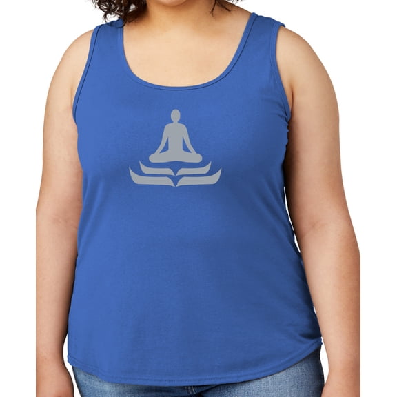 Women's Lotus Pose Yoga Mid-weight Tanktop, Large Royal
