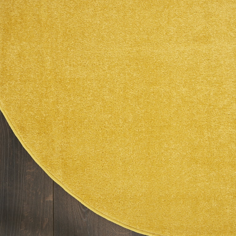 Noursion Essentials Solid Contemporary Yellow 6' x Round Area Rug 