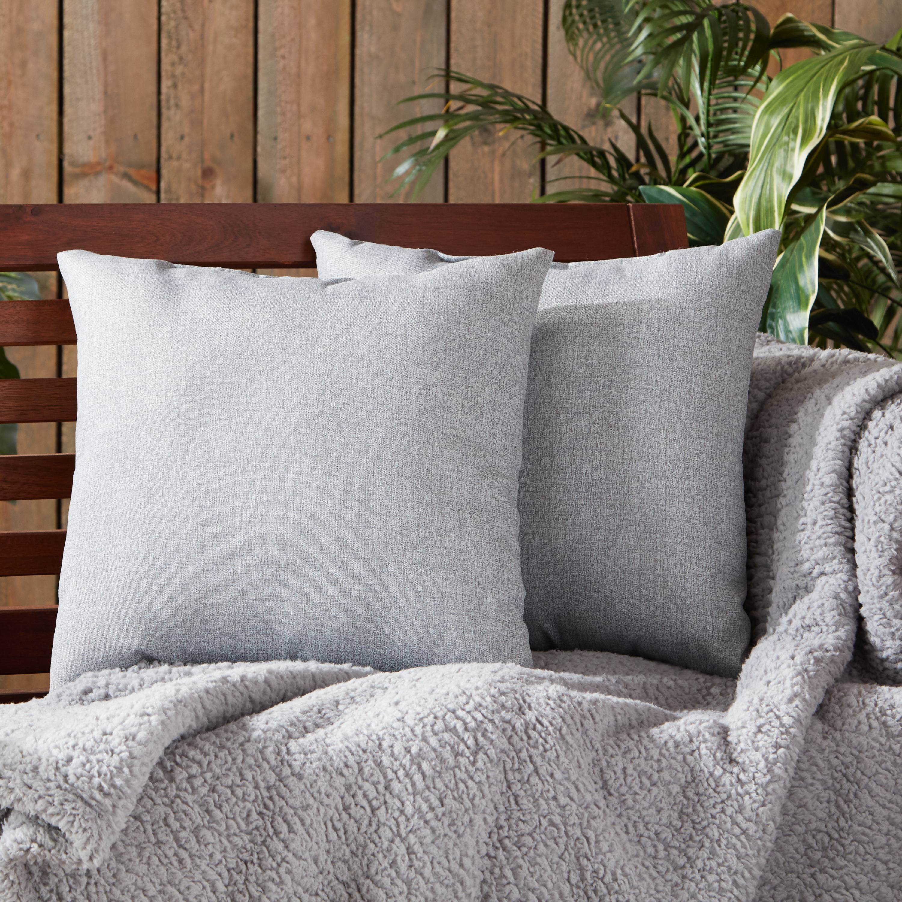 Heather Gray Outdoor Square Throw Pillow (2pack)