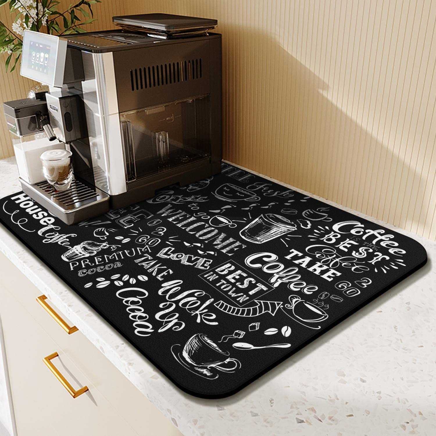  Coffee Mat Snowflake Winter Plants Dish Drying Mats for Kitchen  Counter Pink Coffee Machine Accessories Coffee Bar Mat for Countertops  16x24in : Home & Kitchen