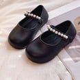 thumbnail image 3 of Losmtrace Girls Mary Jane Shoes with Pearl Strap, Soft Non-Slip Rubber Sole Princess Flats, Casual Dress & Wedding Party Shoes Black 30-31, 3 of 7