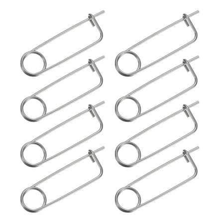 8 Pack Brooch Shape Cotter Safety Pins, 0.08x1.73 Inch Zinc-Plated Carbon Steel Quick Lock Fastener for Farm, Lawn, Garden Hitch