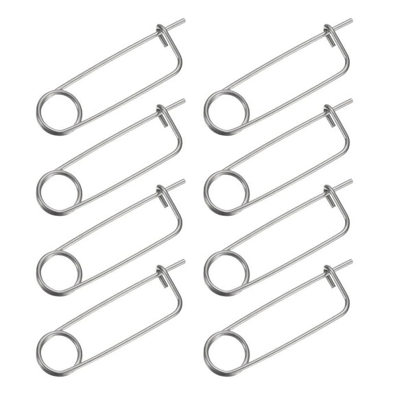 8 Pack Brooch Shape Cotter Safety Pins, 0.08x1.73 Inch Zinc-Plated Carbon Steel Quick Lock Fastener for Farm, Lawn, Garden Hitch
