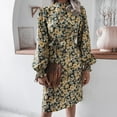 thumbnail image 5 of Winter Fall Dresses for Women Long Sleeve Casual Dress Printed Loose Flared Sleeve Girdle Dress, 5 of 7