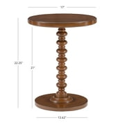 Powell Pesaro Round Pedestal Indoor Accent Side Table, 22.25 Tall, Hazelnut