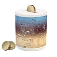 thumbnail image 1 of Rain Piggy Bank, Close up Rain Drops on Glass Natural Sprays Sphere Contrasting Colors Picture, Ceramic Coin Bank Money Box for Cash Saving, 3.6" X 3.2", Blue Tan Brown, by Ambesonne, 1 of 4