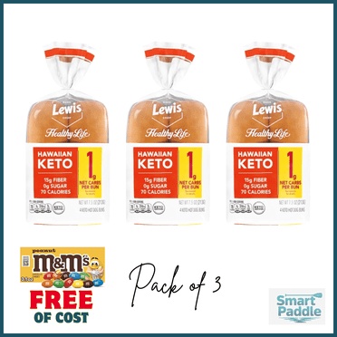 Lewis Bake Shop Healthy Life Keto Hawaiian Hot Dog Buns, 7.5 oz, 4 Count Pack of 3  and free M&M's