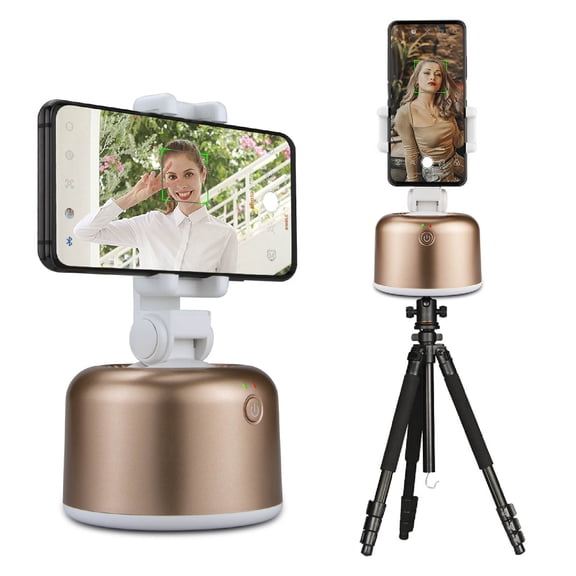 Smart Face-Tracking Holder for iOS Android Smartphones, 360 Degree Rotation Live-Streaming Selfie, Gold