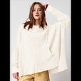 thumbnail image 4 of Sudadera con Capucha Extragrande para Mujer, Jersey con Mangas Murciélago y Cuello Redondo, Jersey con Diseño de Gofre Crema M, 4 of 7