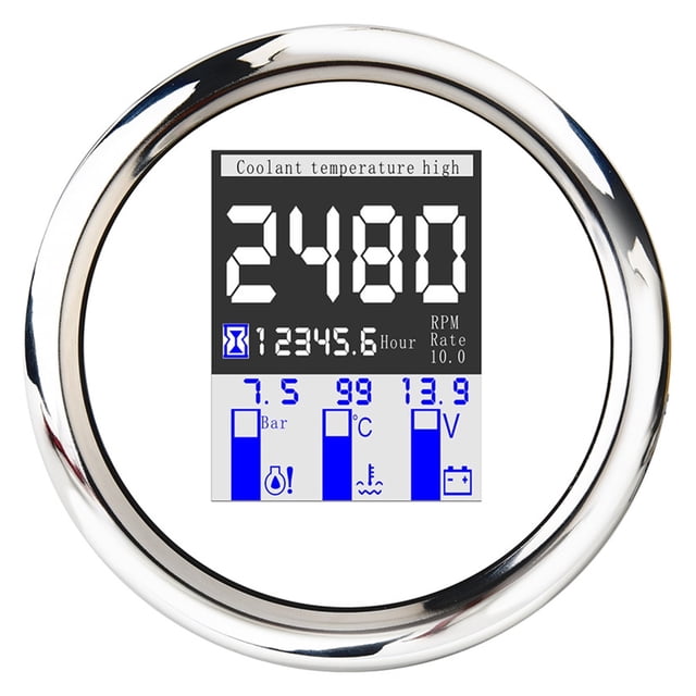 85mm TFT Screen Multi-Functional Gauge Digital Meter GPS Speedometer Water Temp Fuel Level Sensor Oil Pressure 0-10Bar Alarm
