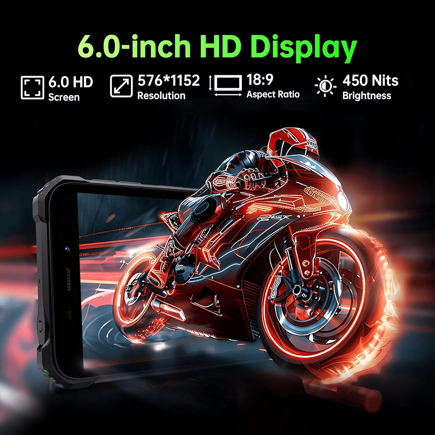 OUKITEL G5 Rugged Smartphone Unlocked - 16GB+64GB (1TB TF) Rugged Android Phone with Camping Light, 6300mAh Battery, 6.0" HD Screen Cell Phone, 13MP Main Camera, Face ID/GPS, Supports T-Mobile, Black