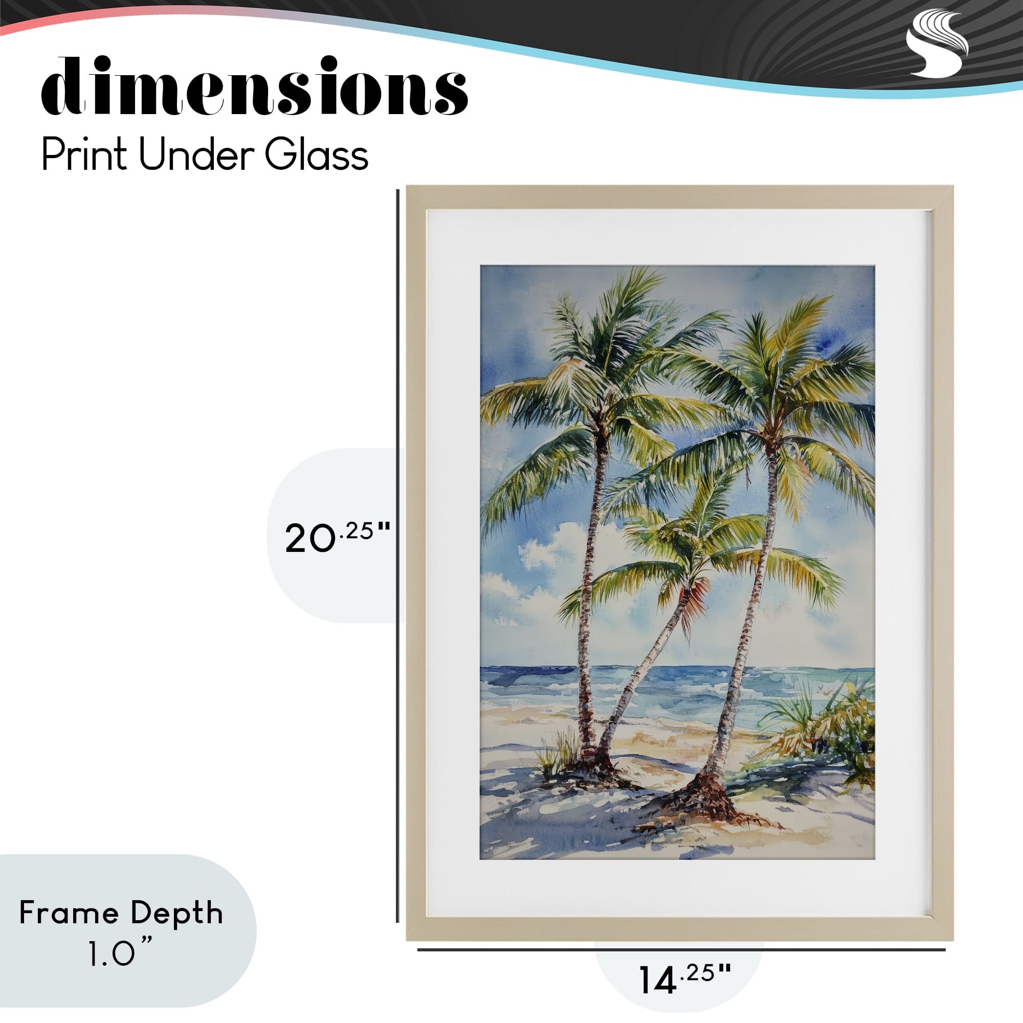Stupell Industries Windy Palm Trees on Shore Birch Framed Print Under Glass, design by Petal Prints Design