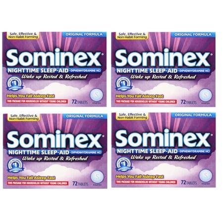 Sominex Original Formula Tablets, 72 ea (Pack of 4)