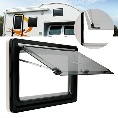 Durable RV Caravan Hinged Window with Adjustable Angles, Sunshade & Screen
