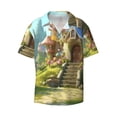 thumbnail image 5 of Daiia Cute Mushroom Town A Men's Linen Shirts Short Sleeve Casual Shirts Button Down Shirt for Men Beach Summer Wedding Shirt-X-Large, 5 of 6