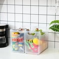 thumbnail image 4 of 6 Pcs Freezer Organizer Bins with Wheel Clear Plastic Pantry Organizer and Storage Tall Narrow Kitchen Organization Rolling Bins Snack Storage Containers for Office Fridge(10 x 13.3 x 6.7inches), 4 of 6