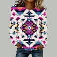 thumbnail image 1 of TaTaai Ladies Retro Western Fashion Print Round Neck Regular Shoulder Long Sleeve Sweatshirt Casual Loose Soft Top for Daily Streetwear Office Gift, 1 of 4
