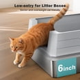 thumbnail image 4 of Enclosed Cat Litter Boxes with Lid, Stainless Steel Extra Large Litter Box for Big Cats and Multi-cat, High Sided, Anti-Urine Leakage, Non-Stick, Silver Gray, 4 of 7