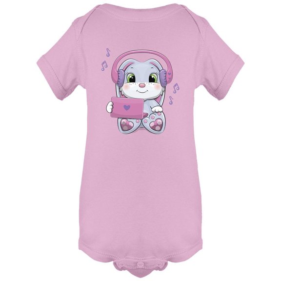 Bunny Listens Music Bodysuit Infant -Image by Shutterstock, 6 Months