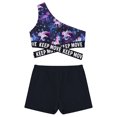 thumbnail image 4 of iiniim Girls Waist Cutout Swimsuit Single Shoulder Crop Top with Elastic Waistband Shorts 8-14 Pegasus Starry 12, 4 of 7
