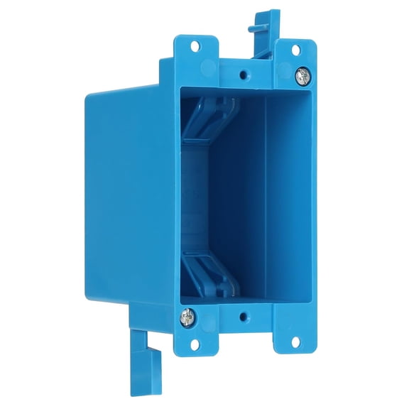 1-Gang PVC Old Work Electrical Box, 14 cu in, ETL Listed，1 Pack 14 cu in capacity, adjustable tabs for old-work drywall, non-conductive blue PVC, for standard switches/outlets