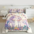 thumbnail image 2 of Manfei Purple Unicorn Bedding Comforter Set for Kids, Dreamy Butterfly Animal Twin Comforter Sets, Garden Floral Flower Reversible Bedding Set, Luxury Bedroom Decor, 2 Pieces, 2 of 8