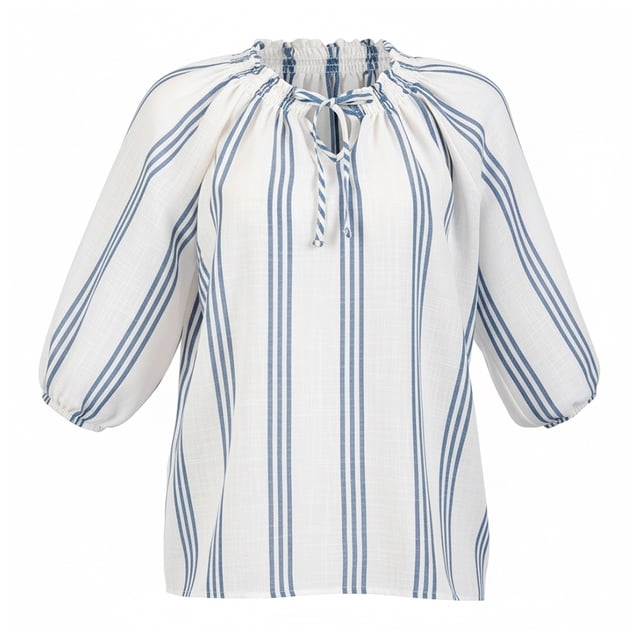 Blusa George para Mujer, Cuello V con Abertura en Costados Azul Talla CH
