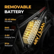 AOVOPRO BK900 Adult Electric Bicycles, 350W 26 Electric Mountain Bicycle, 48V Battery, 22Mph Electric Mountain Bike, Adjustable 7 Speed E-Bikes for Adults UL2849