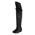 thumbnail image 6 of Pandaie Over The Knee High Boots Women Wide Calf Slouchy Flat Tall Boots Hidden Wedge Heel Pull on Fall Winter Work Boots Black 6, 6 of 7