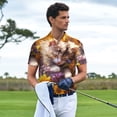 thumbnail image 3 of Pofeuu Cute Cat Sunflower Print Men's Loose Fit Midweight Short-Sleeve Pocket Polo-4X-Large, 3 of 6