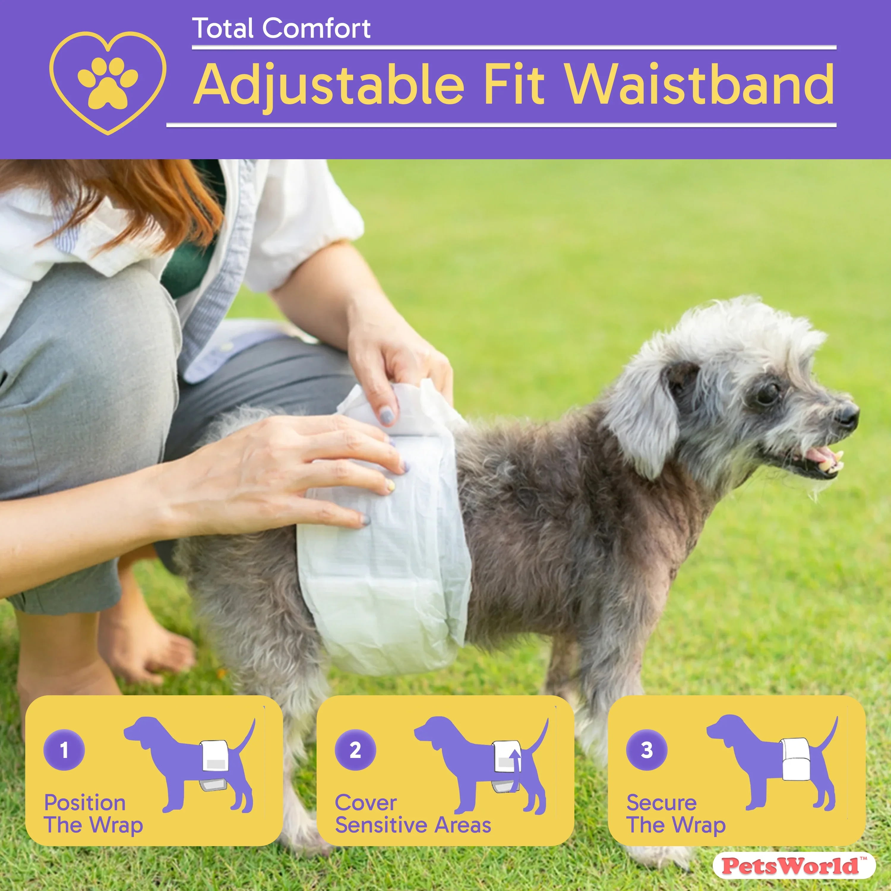 Disposable Dog Wraps for Male Dogs, Super Absorbent Diapers, Leak Proof Fit, Best Comfort Fit (XS), Pack of 100
