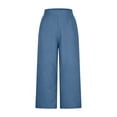 thumbnail image 5 of Capri Jeans for Stretch Casual Elastic Waist Wide Straight Leg Plus Size Pull On Denim Capris Loose Summer Pants Workout Pants with Pockets for Women, 5 of 5