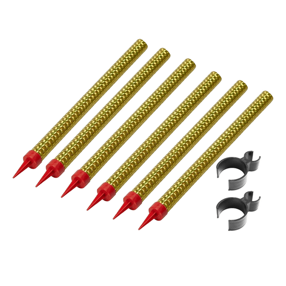 King of Sparklers Pack of 6 Gold Wrapping Sparkling Candles for Bottle Service Birthday Wedding Party Cake Candle (Pack of 6 Gold Plus 2 Bottle Clips)