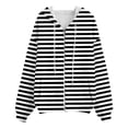 thumbnail image 4 of XIAONU Womens Hoodies Striped Printed Zip Up Drawstring Hooded Sweatshirt Waist Tie Long Sleeves Comfortable For Outdoor Sports Hoodie, 4 of 5