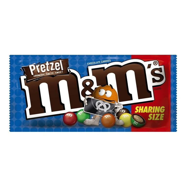 M&M'S Pretzel Chocolate Candy Sharing Size, 2.83 Oz. Pouch, 24 Ct