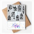 thumbnail image 1 of Illustration Birds Cage Outline Welcome Back Greeting Cards Envelopes Blank, 1 of 3