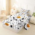 thumbnail image 2 of Homewish Classic Halloween Skeleton Twin Sheets,Bat Pumpkin Pattern Bedding,White Orange Black,3 Pieces,1 Fitted Sheet and 1 Pillowcase, 2 of 6